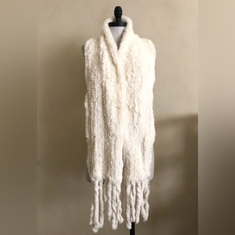 Luxurious White Rabbit Fur Scarf